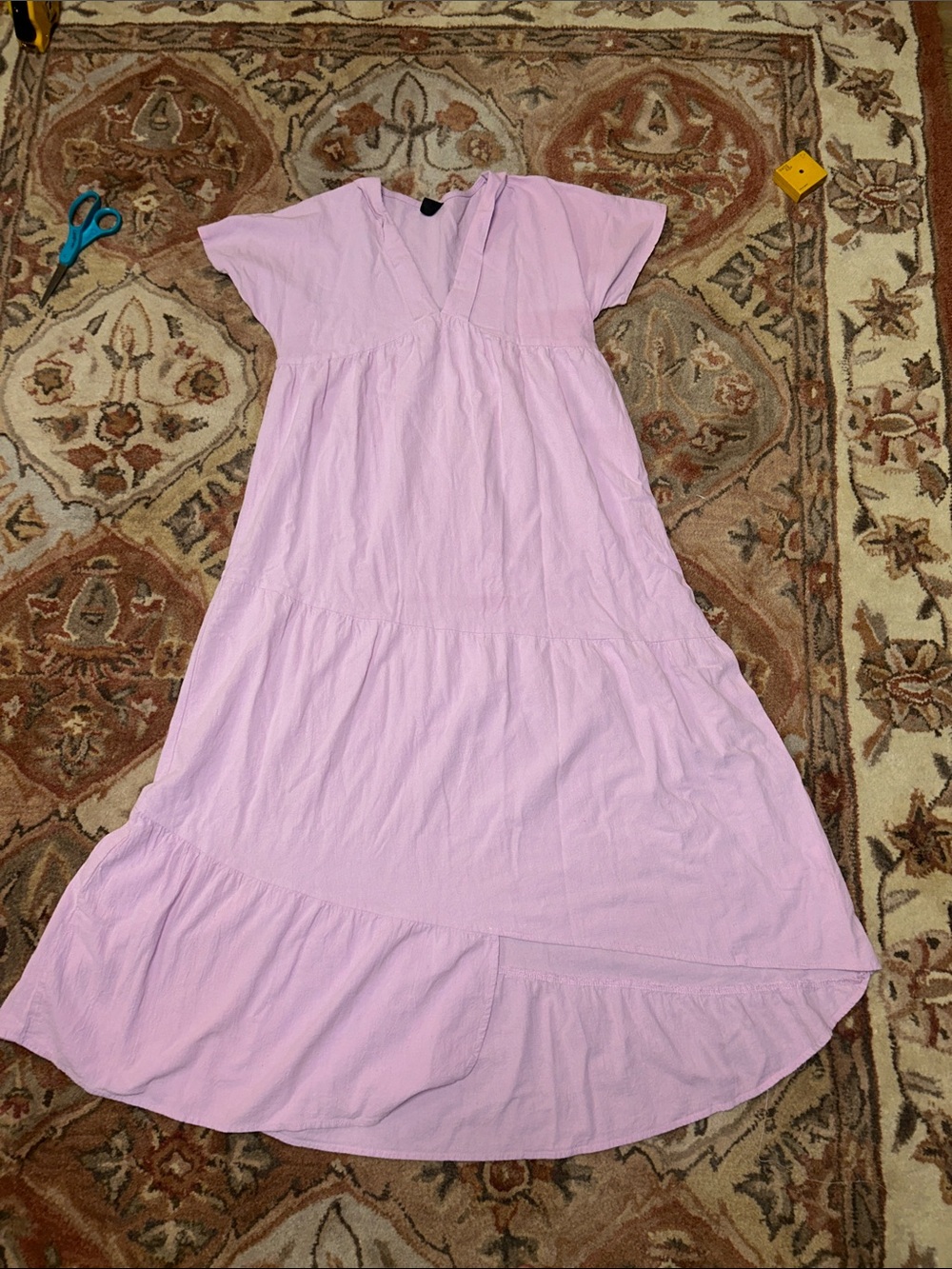SHEIN Women’s Pink V-Neck Tiered Maxi Dress